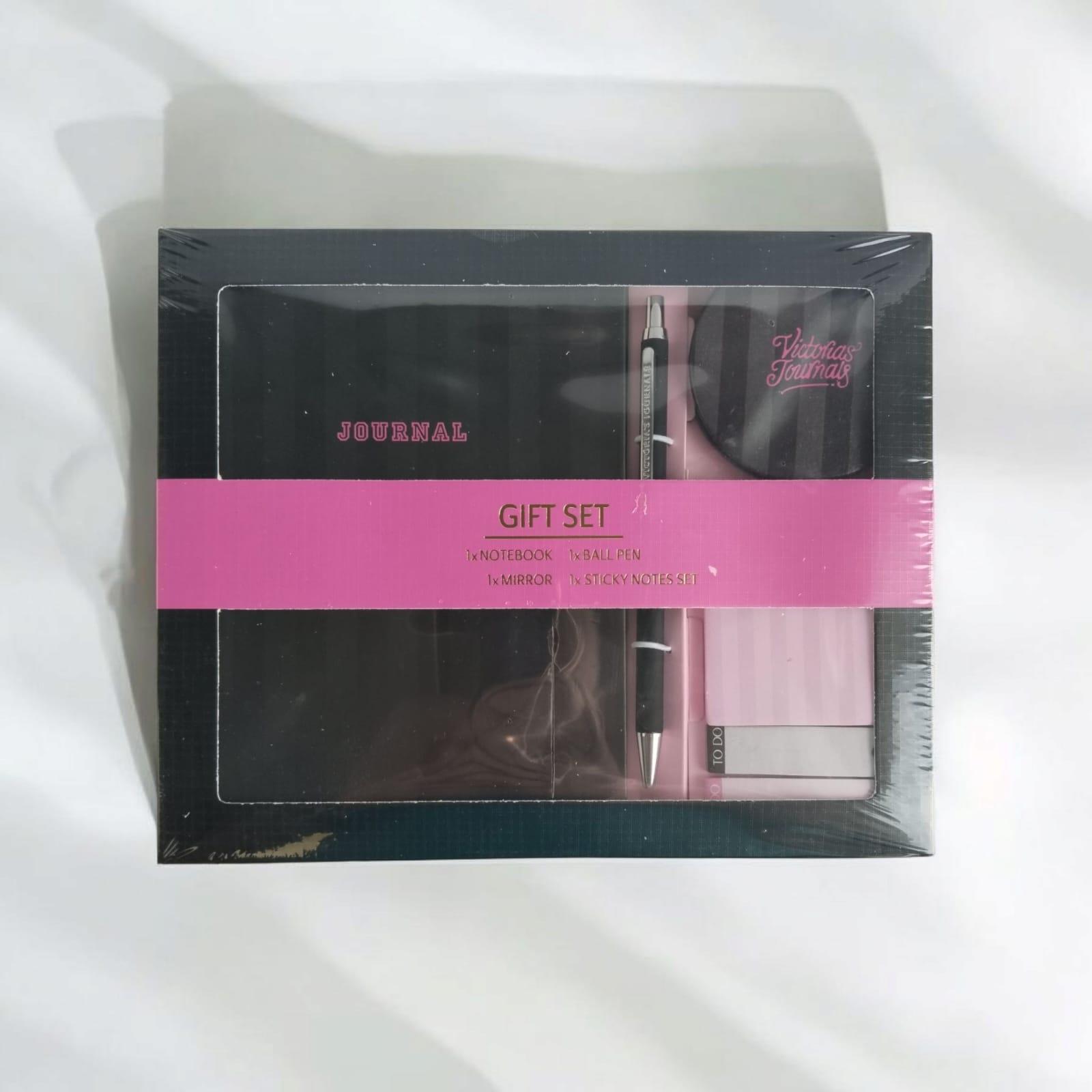 Victoria's Journals Hediye seti13*18 128 sayfa defter + ayna+ tüken. kalem ve 4 lü post it seti