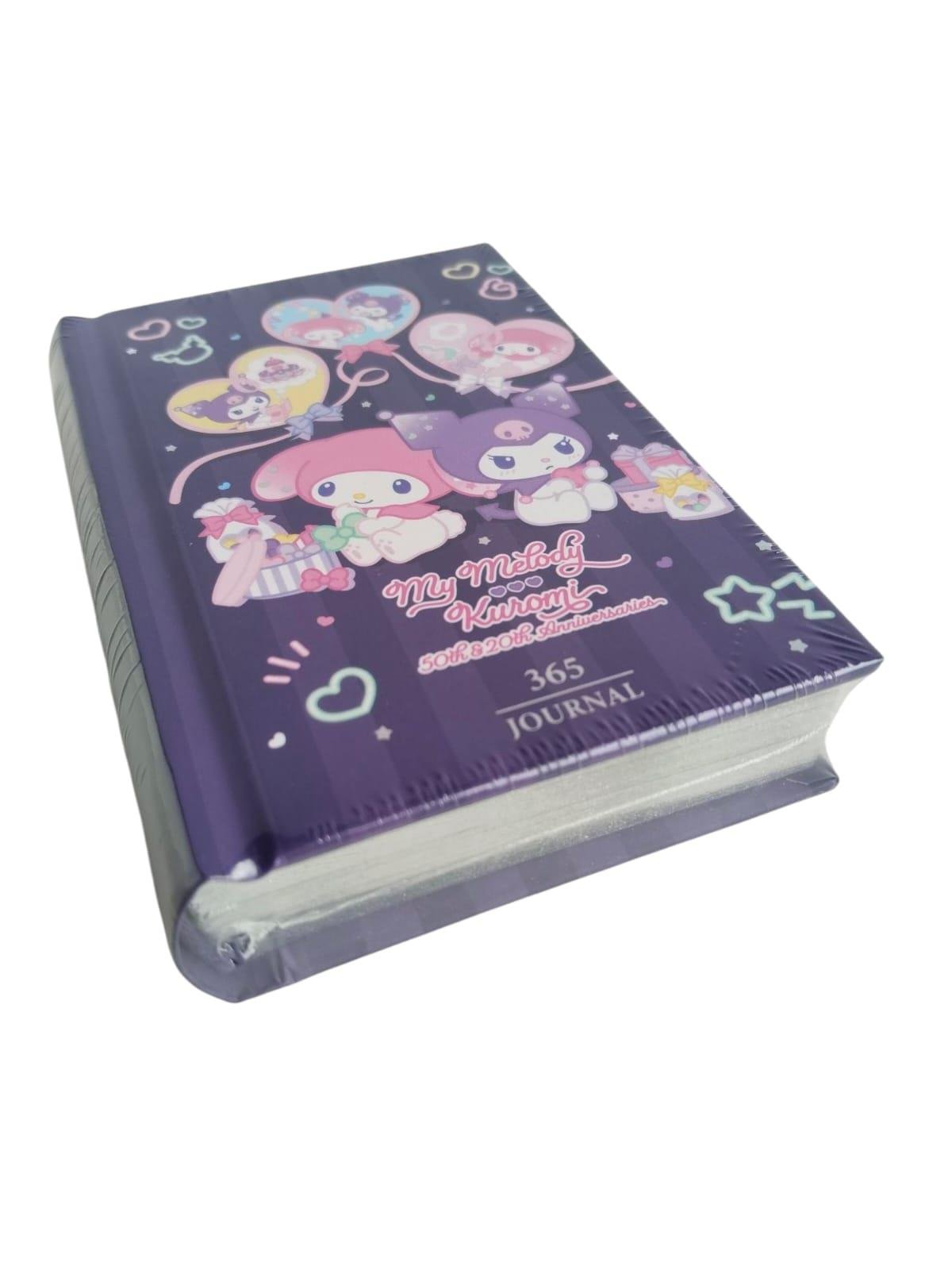 Victori's Journals VJ Kuromi-My Melodi lisanslı 365 Günlük 368 sayfa A7 ebatında gümüş varaklı kenarlı defter