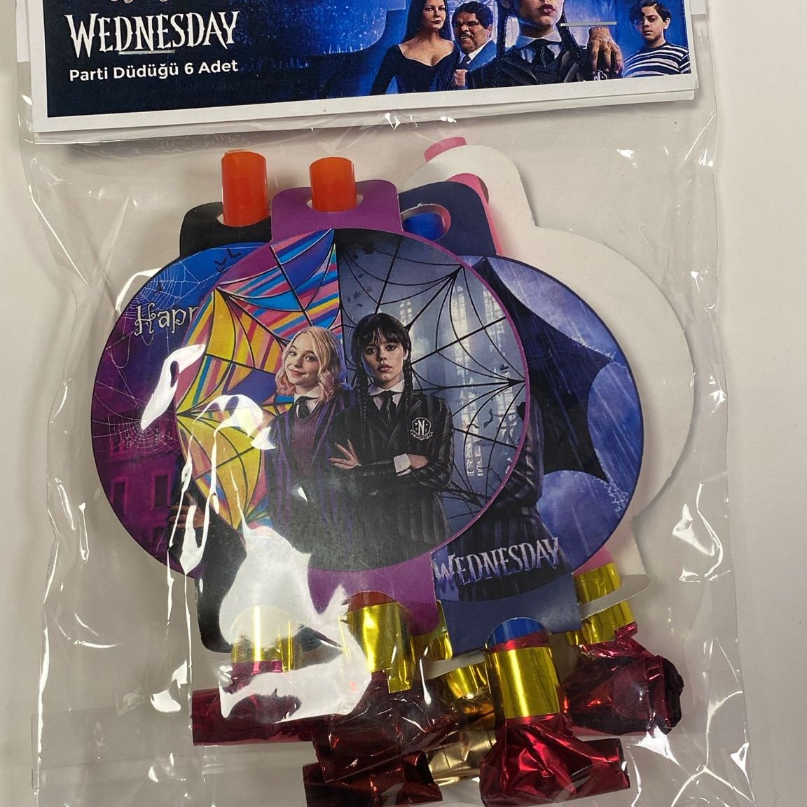 Wednesday kaynana dili, parti düdüğü,(6lı paket) uzayan parti düdüğü,uzat çek düdük