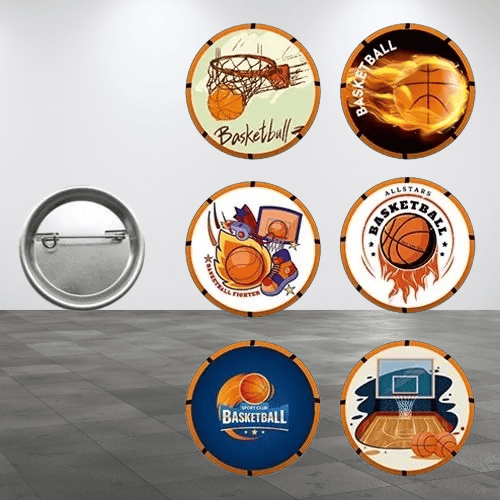 Yaka çanta metal rozeti Basketbol Temalı 6lı paket Pinyata İçi Doğum Günü Hediyesi