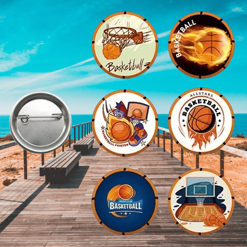 Yaka çanta metal rozeti Basketbol Temalı 6lı paket Pinyata İçi Doğum Günü Hediyesi