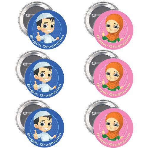 Yaka çanta rozeti Ben oruçluyum Yazılı erkek/kız 6lı ramazan yaka rozeti