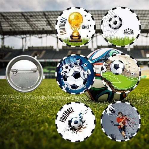 Yaka veya çantaya takılan metal rozeti Futbol  Temalı 6lı paket Pinyata İçi Doğum Günü Hediyesi