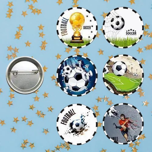 Yaka veya çantaya takılan metal rozeti Futbol  Temalı 6lı paket Pinyata İçi Doğum Günü Hediyesi