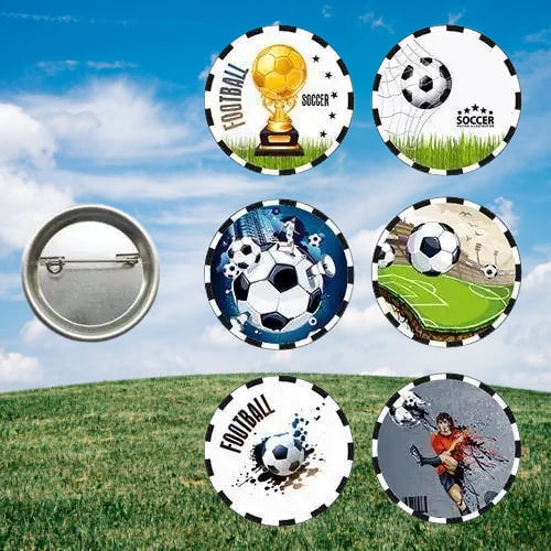 Yaka veya çantaya takılan metal rozeti Futbol  Temalı 6lı paket Pinyata İçi Doğum Günü Hediyesi