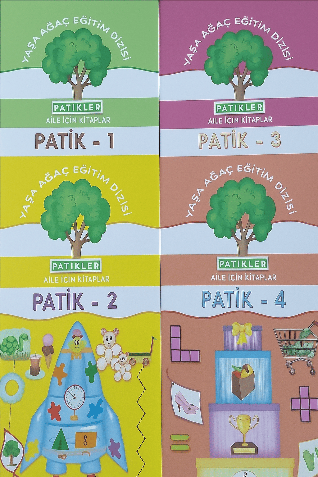 Yaş Ağaç Eğıitim Dizisi Patik (1-2-3-4) Okul Öncesi 4 Kitaplık Etkinlik Öğretici Set