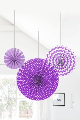 Yelpaze Dekor Süs Seti MOR 3Lü Kf109-MOR 20cm-30cm-40cm 3 lü mor yelpaze süsü