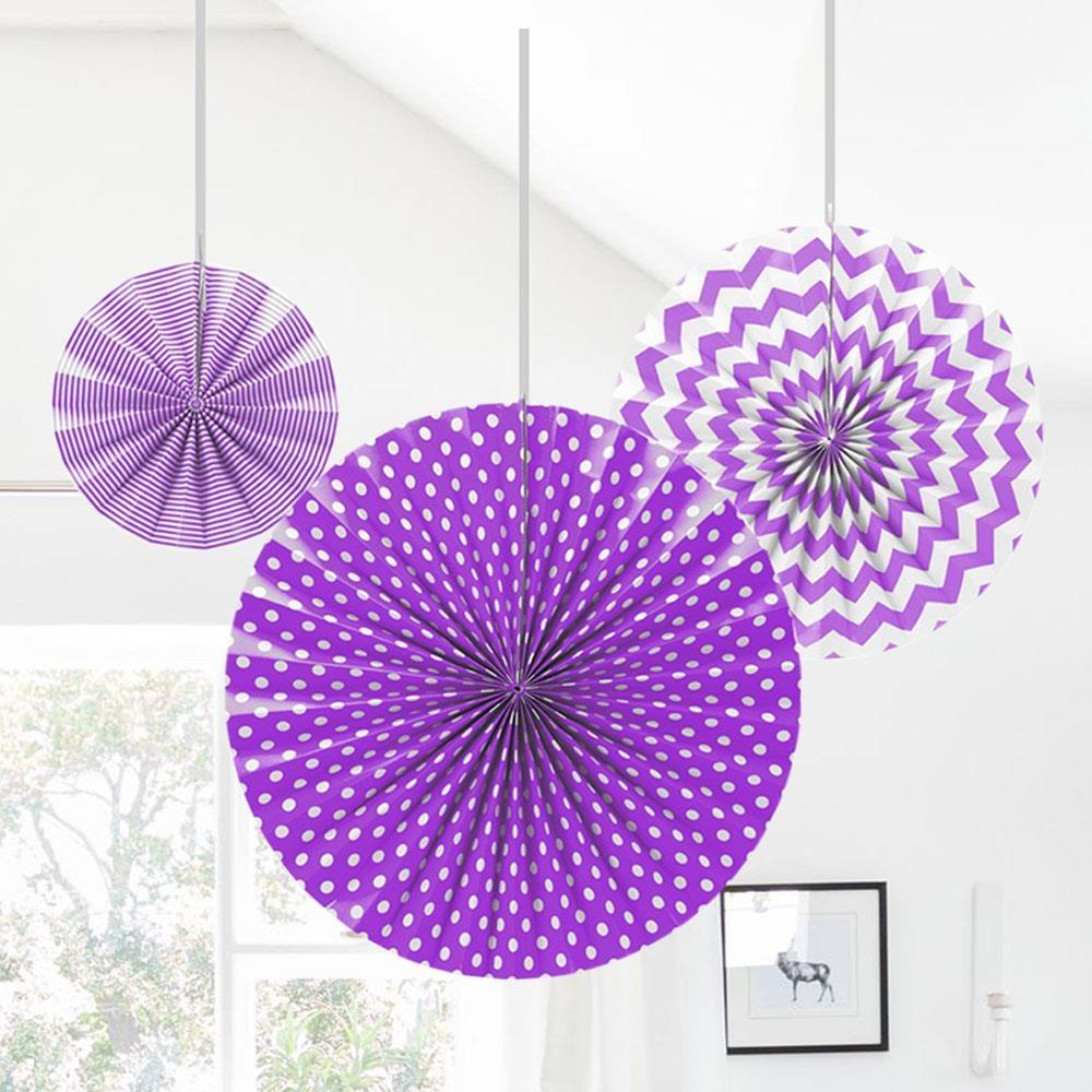 Yelpaze Dekor Süs Seti MOR 3Lü Kf109-MOR 20cm-30cm-40cm 3 lü mor yelpaze süsü