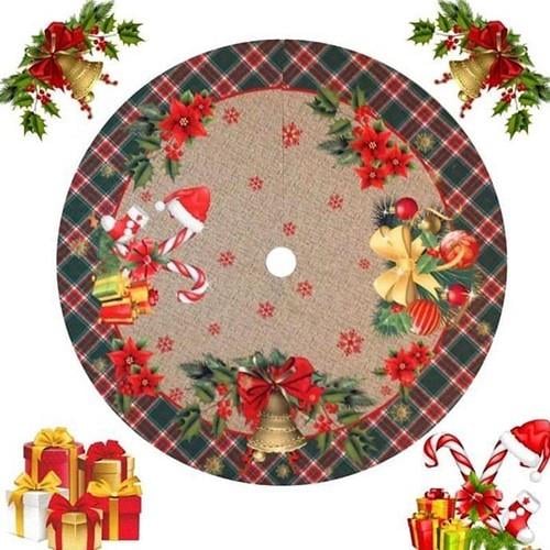 Yılbaşı Ağaç Altlık Örtüsü 105 jüt görünüm kalın kumaş lüks su tutmaz çam ağacı altı örtüsü