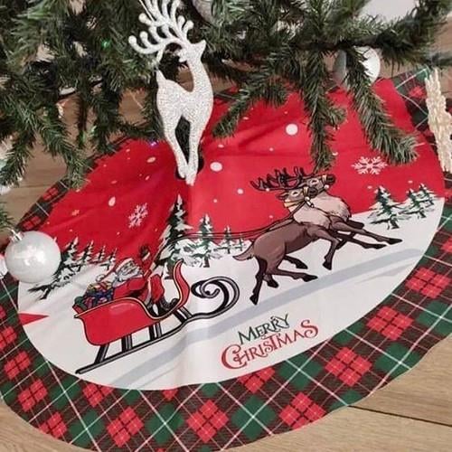 Yılbaşı Ağaç Altlık Örtüsü 105 noel babalı kalın jüt kalın baskılı kaliteli su tutmaz