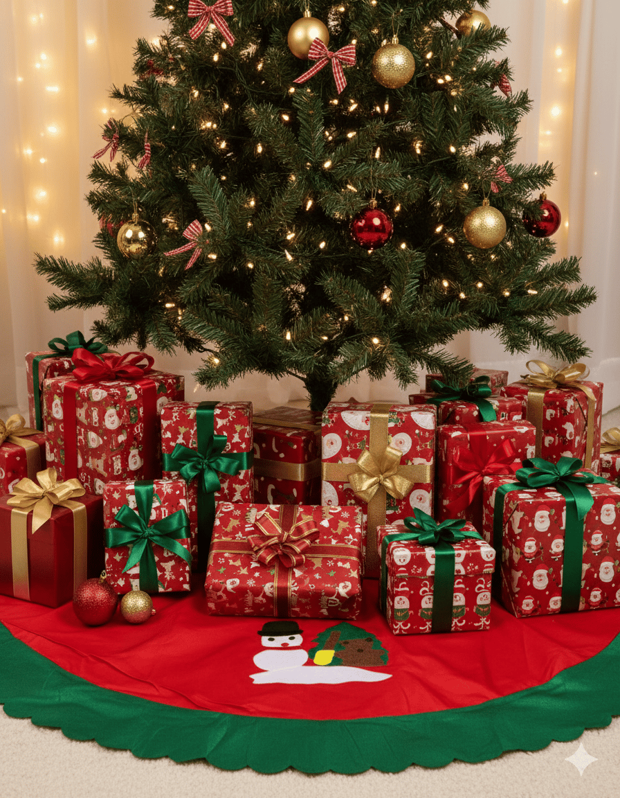 Yılbaşı Ağaç Örtüsü Elyaf Kabartma Noel Baba Figür