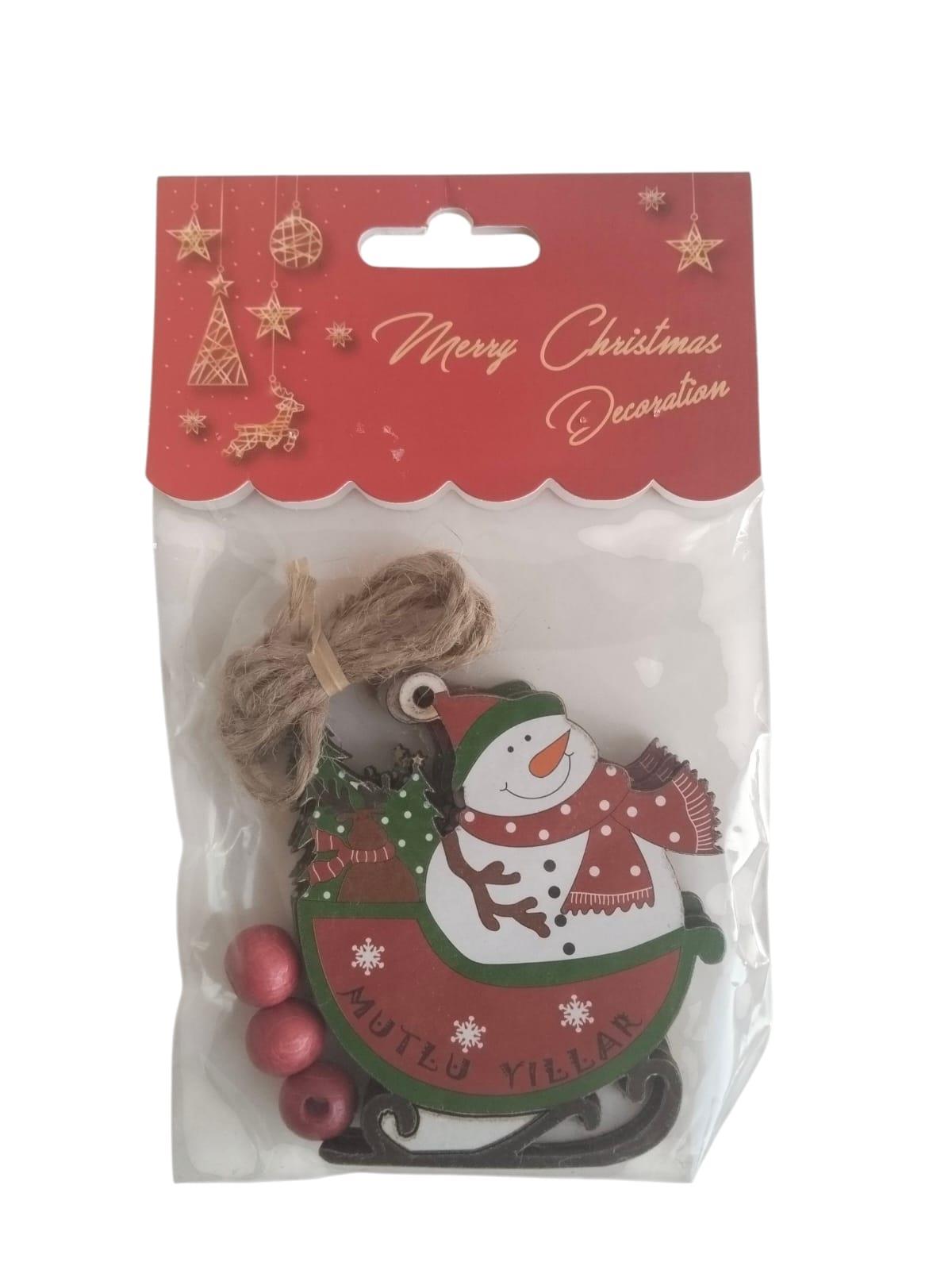 Yılbaşı Ağaç Süsü Ahşap Mdf 3lü Paket
