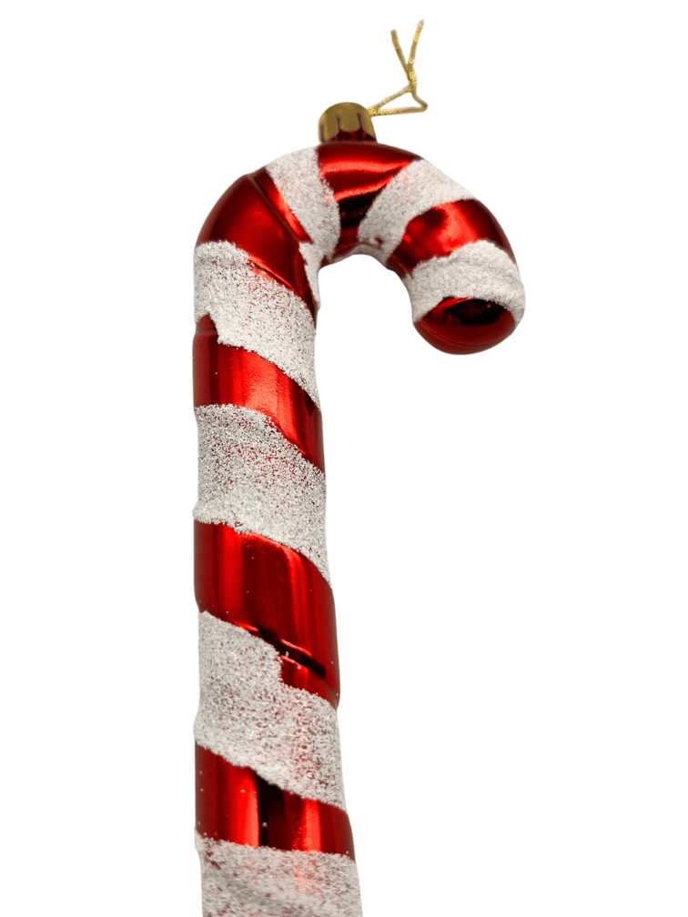 Yılbaşı Ağaç Süsü Baston Şeker Beyaz Şeritli 16 Cm