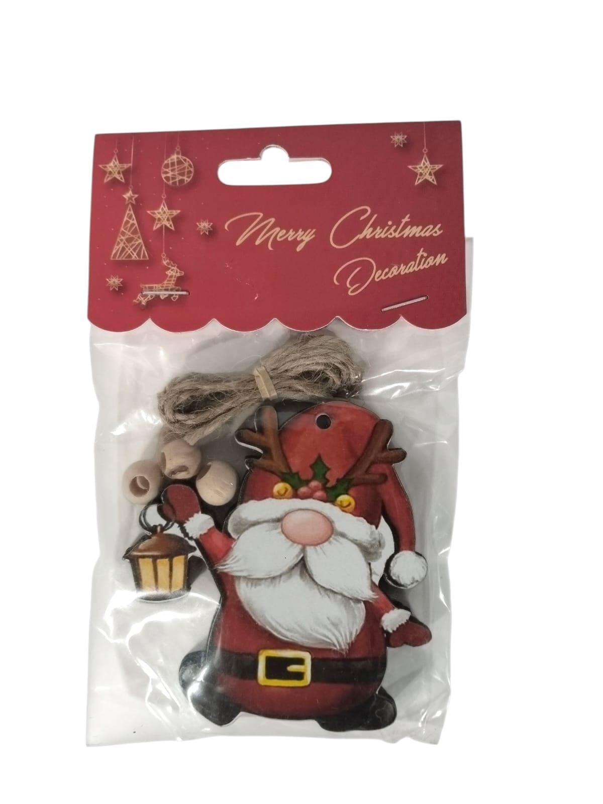 Yılbaşı Ağaç Süsü Cüce Noel Baba Ahşap Mdf 3lü Paket