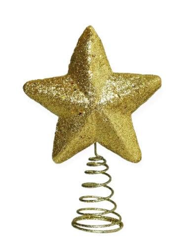 Yılbaşı Ağaç Tepelik 15cm ALTIN pullu yaylı yıldız