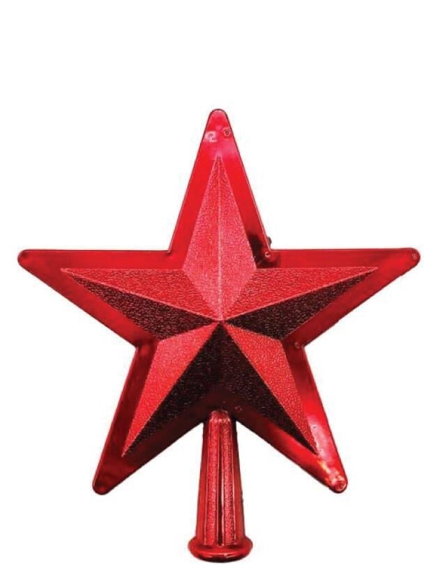 Yılbaşı Ağaç Tepelik 16cm KIRMIZ kabartmalı yıldız
