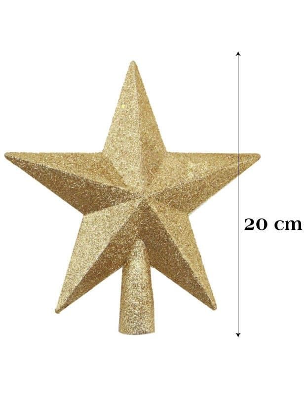 Yılbaşı Ağaç Tepelik 20cm ALTIN Simli yıldız dolu 