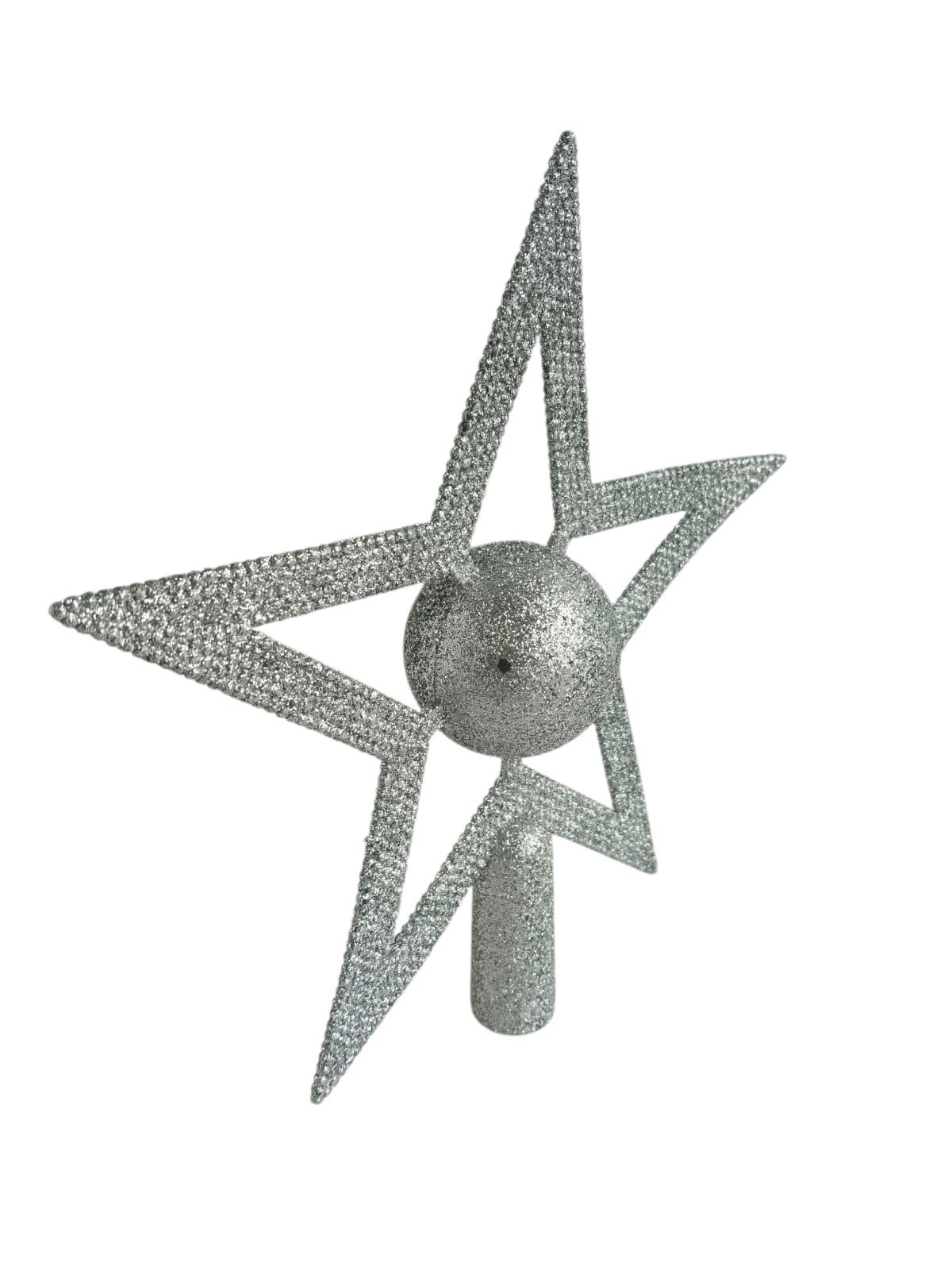 Yılbaşı Ağaç Tepelik 20cm Gümüş Ortası Toplu Yıldız