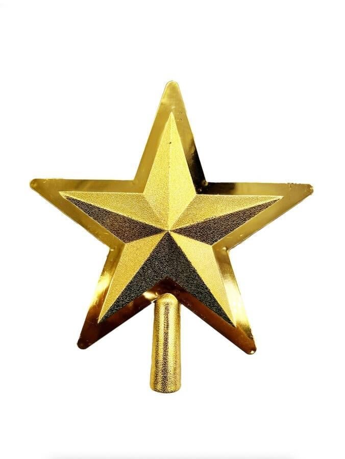 Yılbaşı Ağaç Tepelik 22cm ALTIN kabartmalı yıldızl