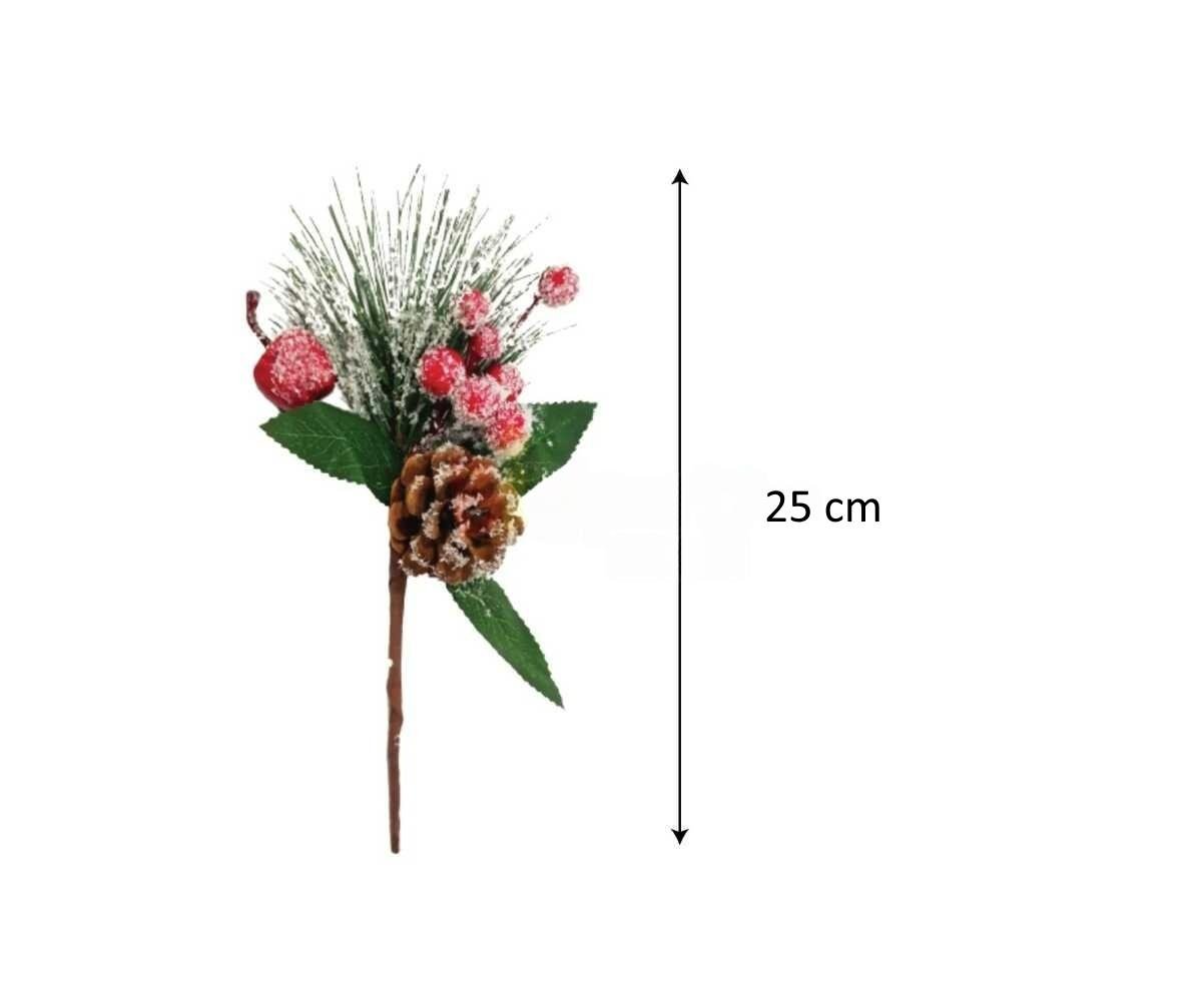 Yılbaşı Çam Dalı Berry Demeti Kozalaklı Karlı 25cm