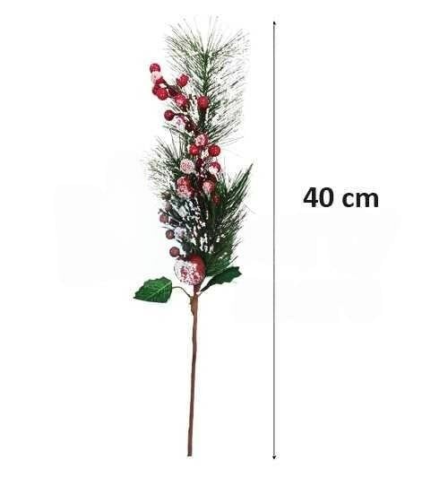 Yılbaşı Çam Dalı Berry Demeti Kozalaklı Karlı 40cm