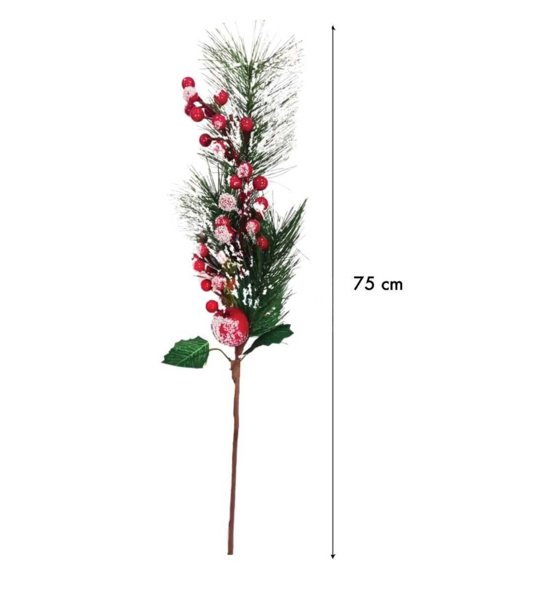 Yılbaşı Çam Dalı Berry Demeti Kozalaklı Karlı 75CM
