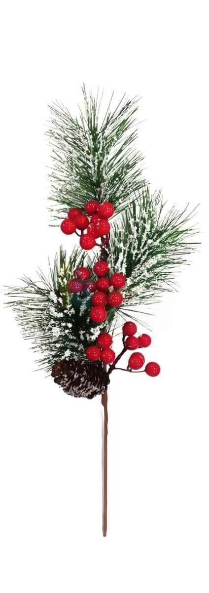 Yılbaşı Çam Dalı Berry Demeti Kozalaklı Karlı 45CM