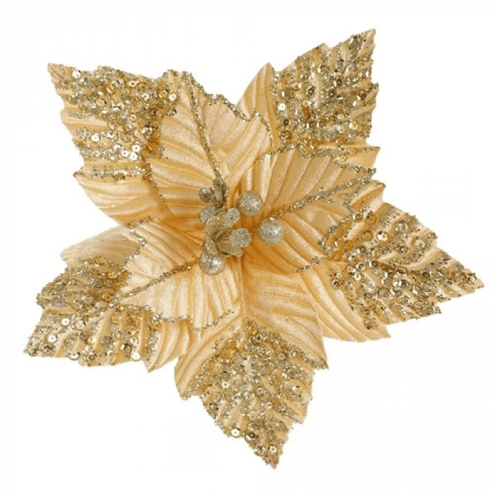 Yılbaşı Çiçeği ponsetya Gold-Altın 28cm pullu tom.