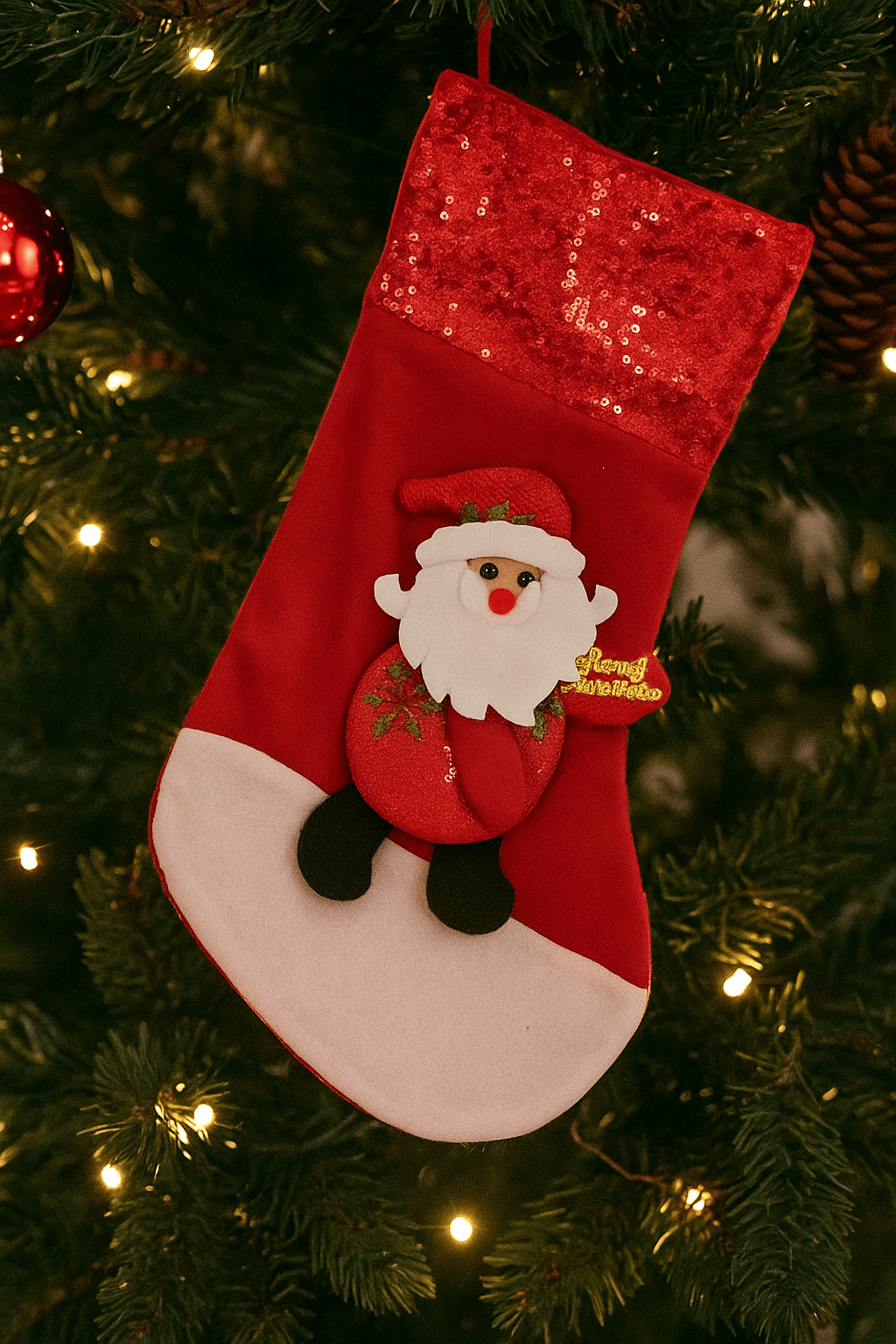 Yılbaşı Çorabı Büyük Pullu Noel Baba .38cm Lüks