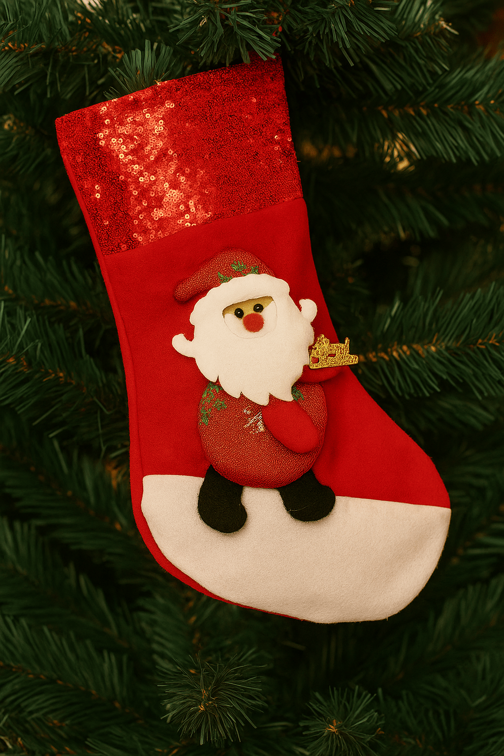 Yılbaşı Çorabı Büyük Pullu Noel Baba .38cm Lüks