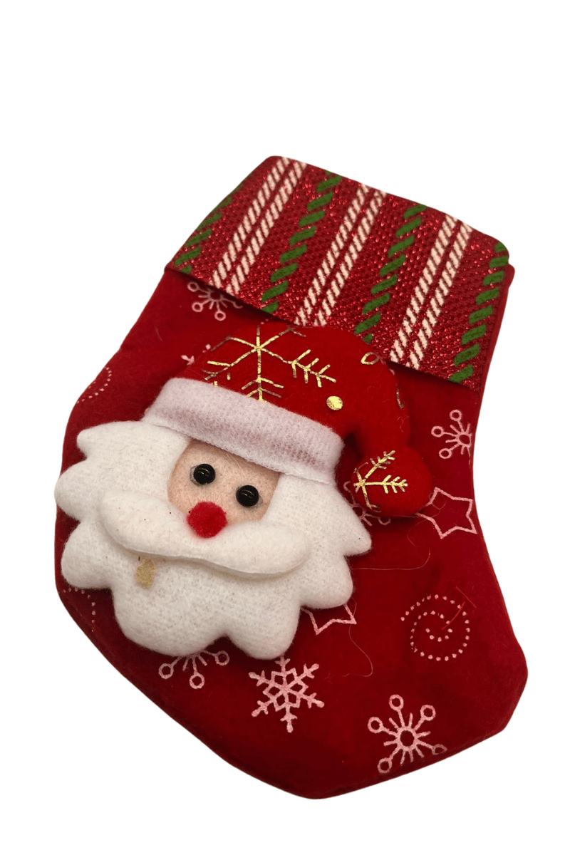 Yılbaşı Çorabı Kadife Yeşil Çizgili Noel Bab.18cm