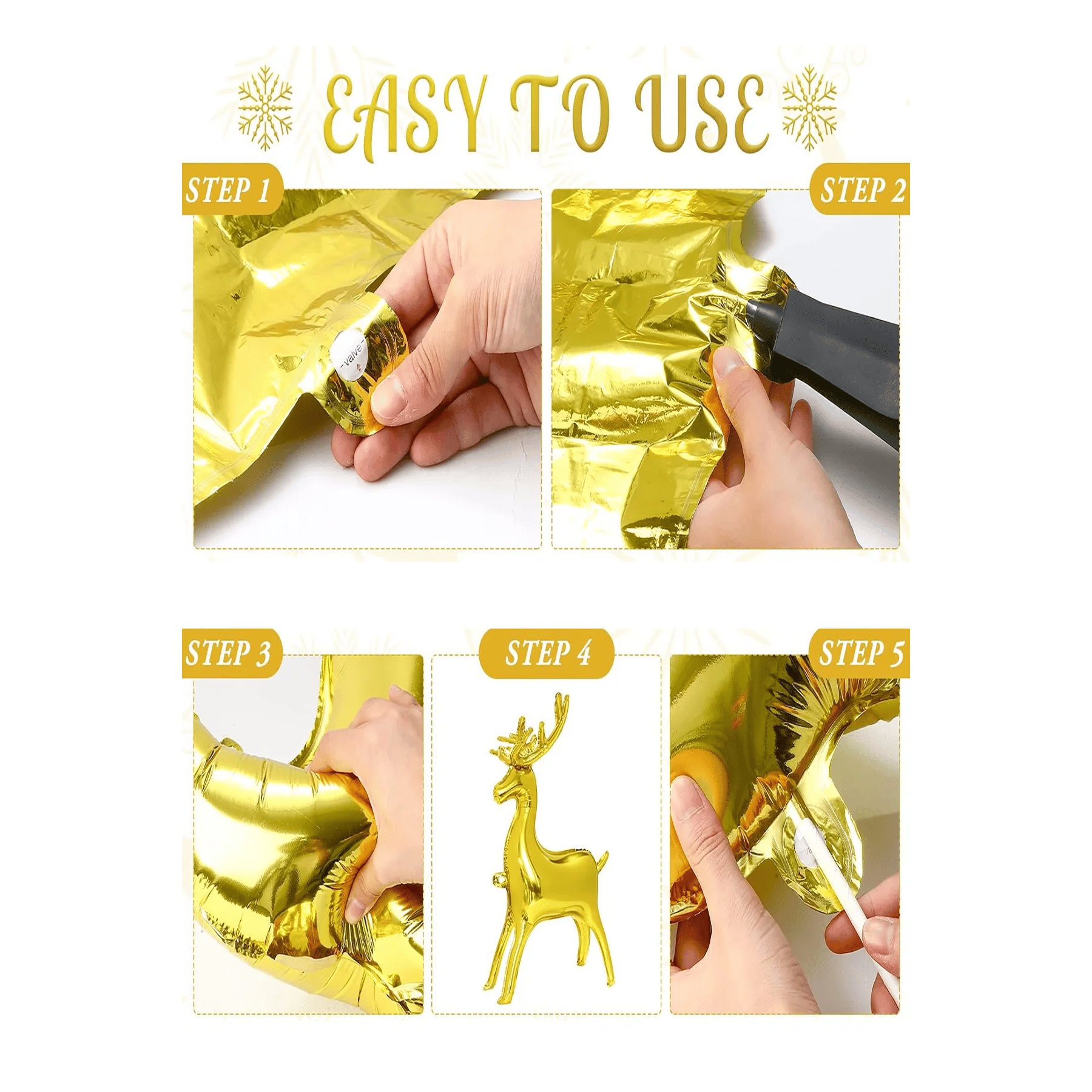 Yılbaşı Folyo Balon altın geyik boynuz 122,5*83,5