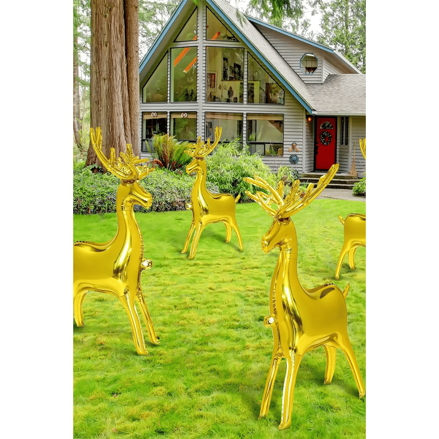 Yılbaşı Folyo Balon altın geyik boynuz 122,5*83,5