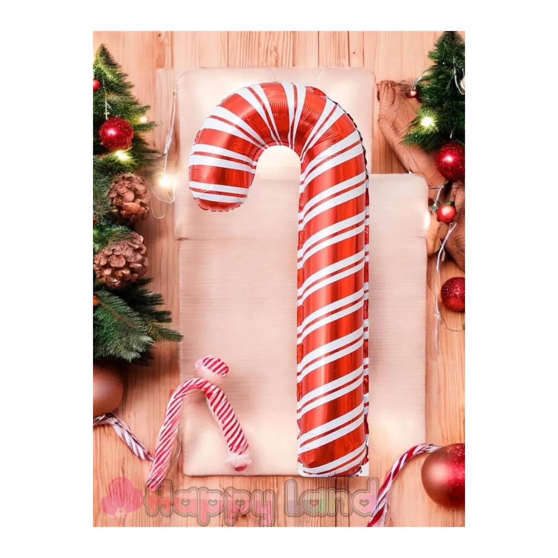 Yılbaşı Folyo Balon baston şeker 80 cm