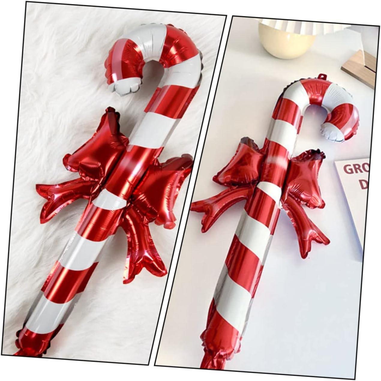 Yılbaşı Folyo Balon baston şeker kurdeleli 56*27cm