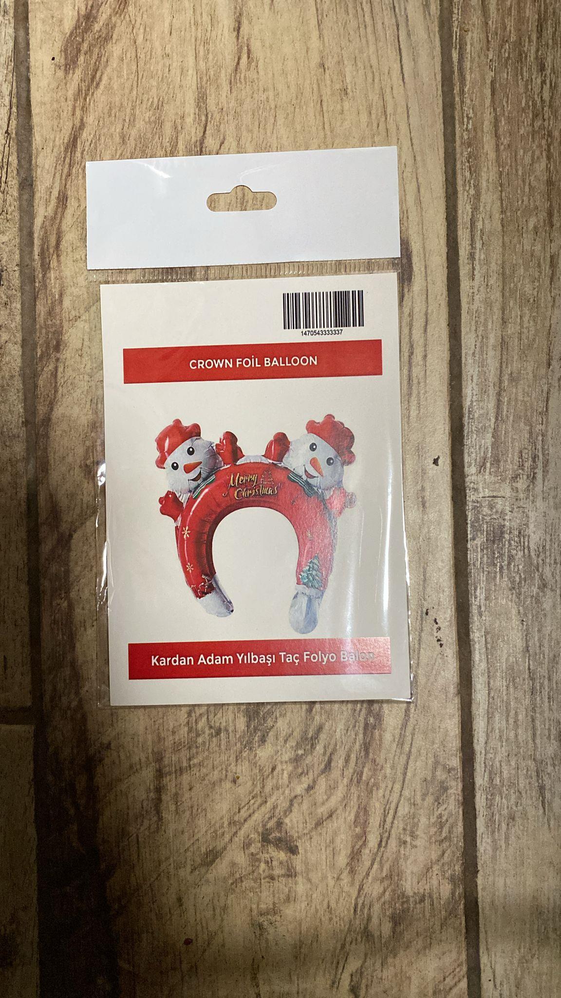 Yılbaşı Folyo Balon Kardan Adam Folyo Taç 33*30 cm