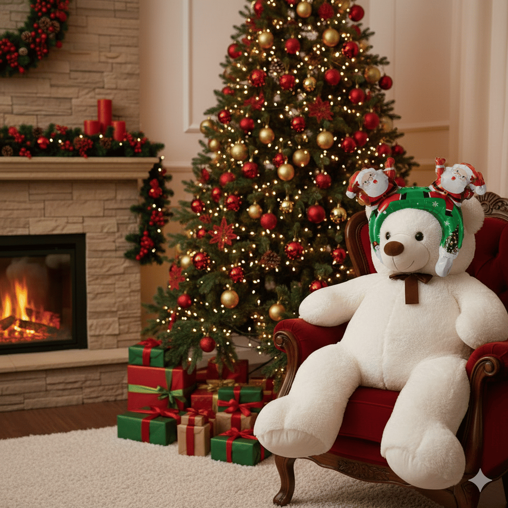 Yılbaşı Folyo Balon Noel Babalı Folyo Taç 33x30cm