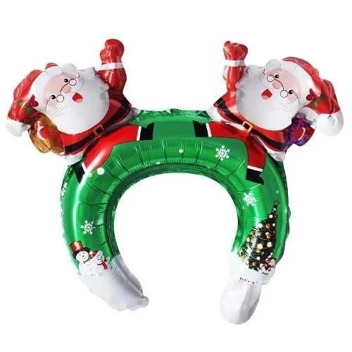 Yılbaşı Folyo Balon Noel Babalı Folyo Taç 33x30cm