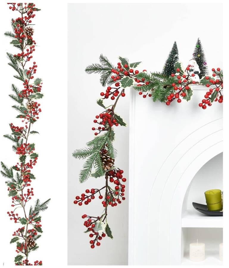 Yılbaşı Garland Berryli Kozalaklı  180 Cm