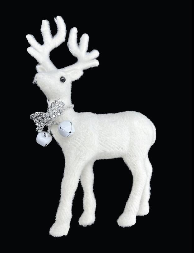 Yılbaşı Geyik Beyaz Kadife Tüylü 22 Cm