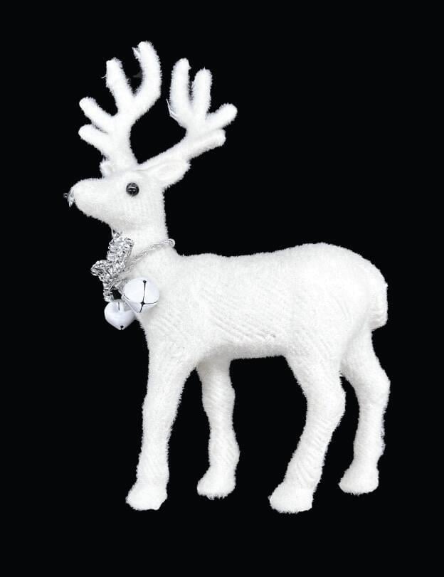 Yılbaşı Geyik Beyaz Kadife Tüylü 22 Cm