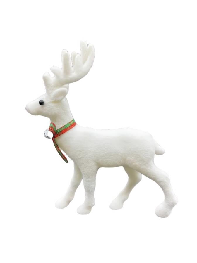 Yılbaşı Geyik Beyaz Kadife Tüylü 28 Cm