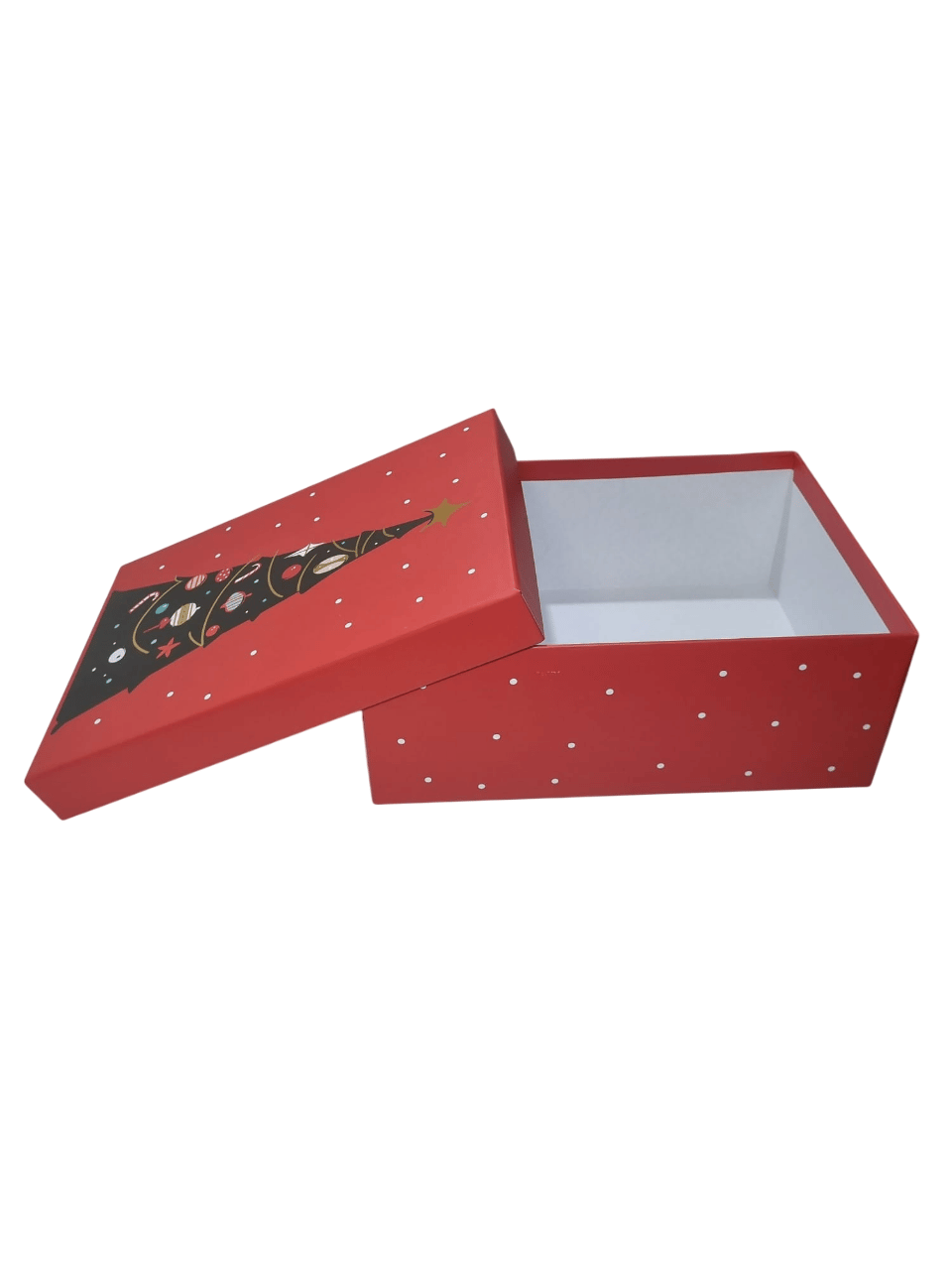 Yılbaşı Hediyelık Karton Kutu Yılbaşı Çam Ağacı Dikdörtgen 32x23,5x12cm Lüks Karton Kutu