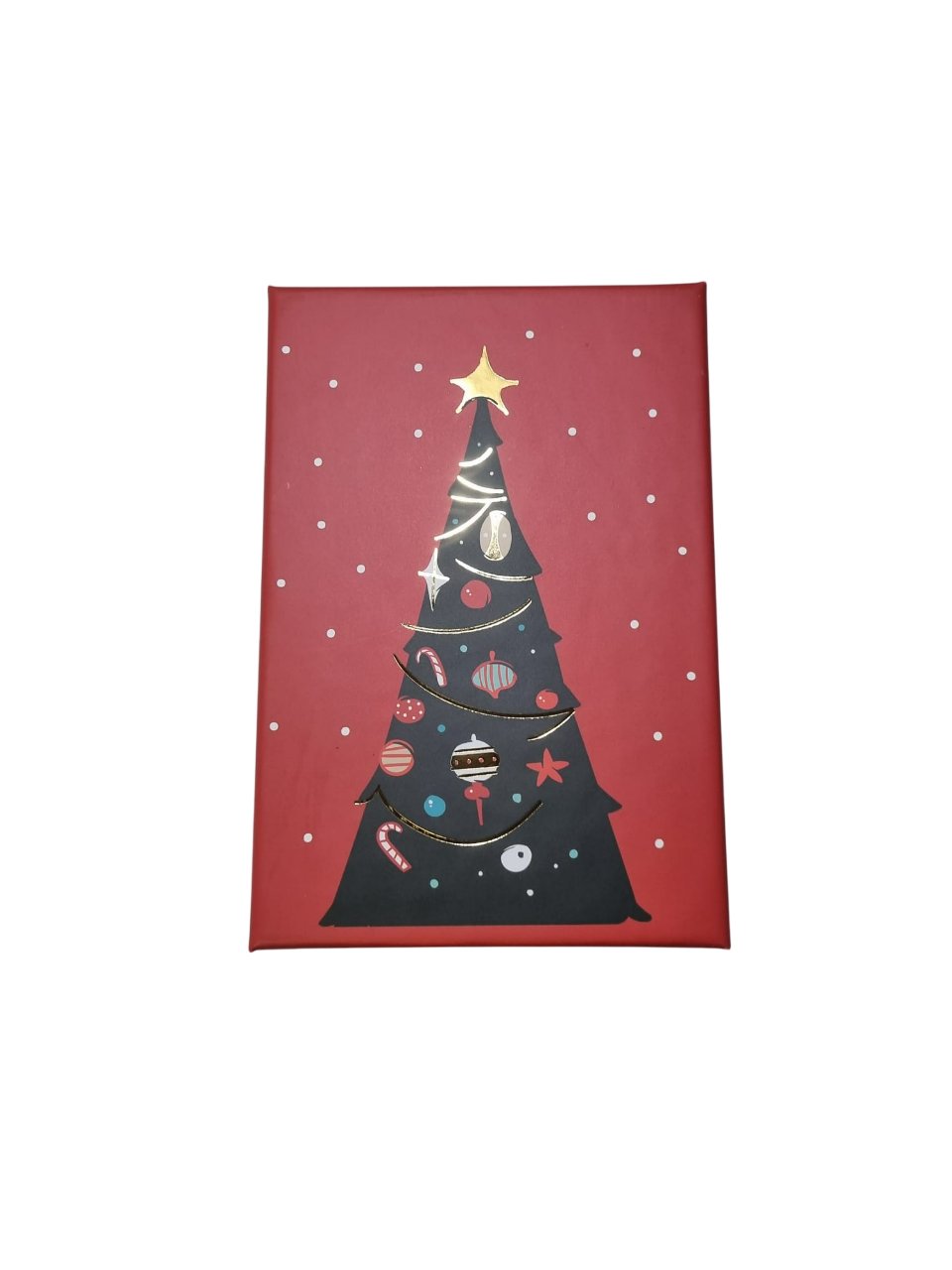 Yılbaşı Hediyelık Karton Kutu Yılbaşı Çam Ağacı Dikdörtgen 18,5x12,5x7cm Lüks Karton Kutu