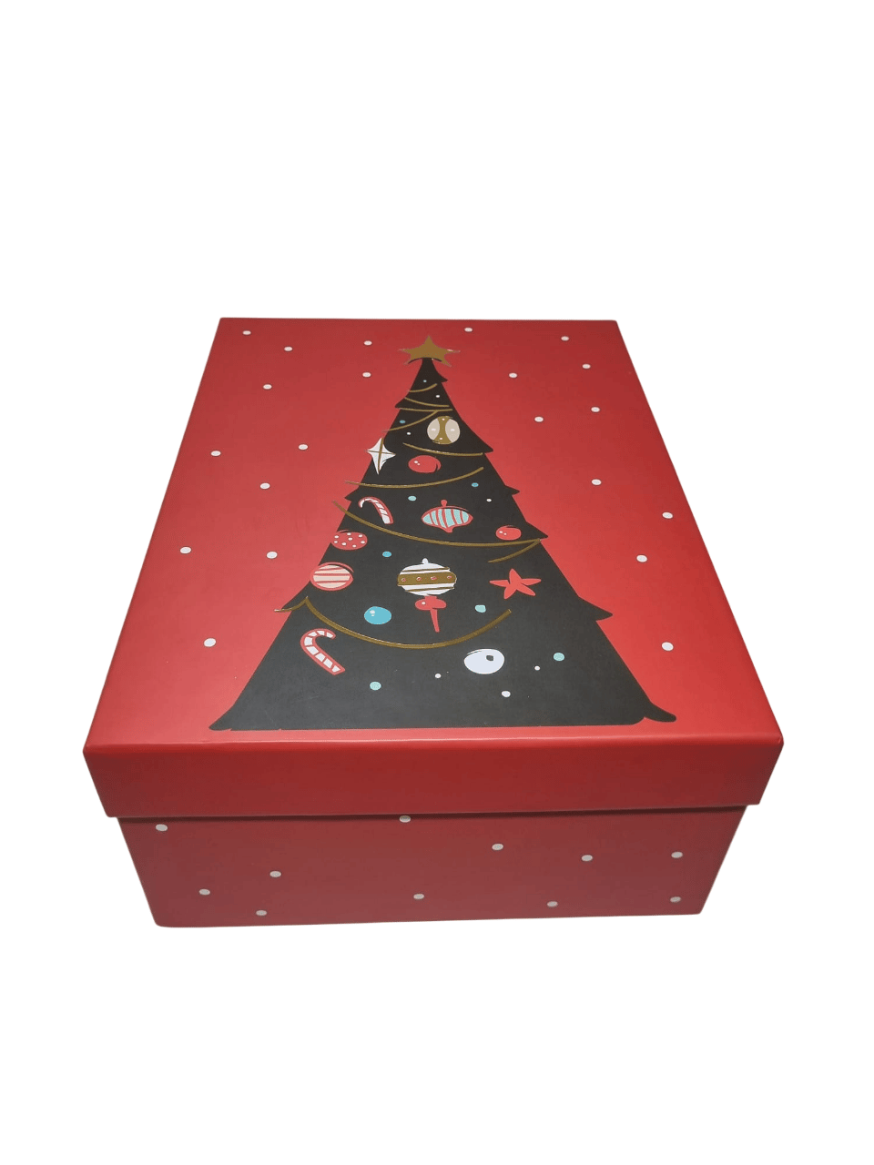 Yılbaşı Hediyelık Karton Kutu Yılbaşı Çam Ağacı Dikdörtgen 32x23,5x12cm Lüks Karton Kutu