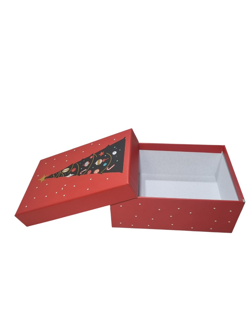 Yılbaşı Hediyelık Karton Kutu Yılbaşı Çam Ağacı Dikdörtgen 23,5x16,5x9,5 Lüks Karton Kutu