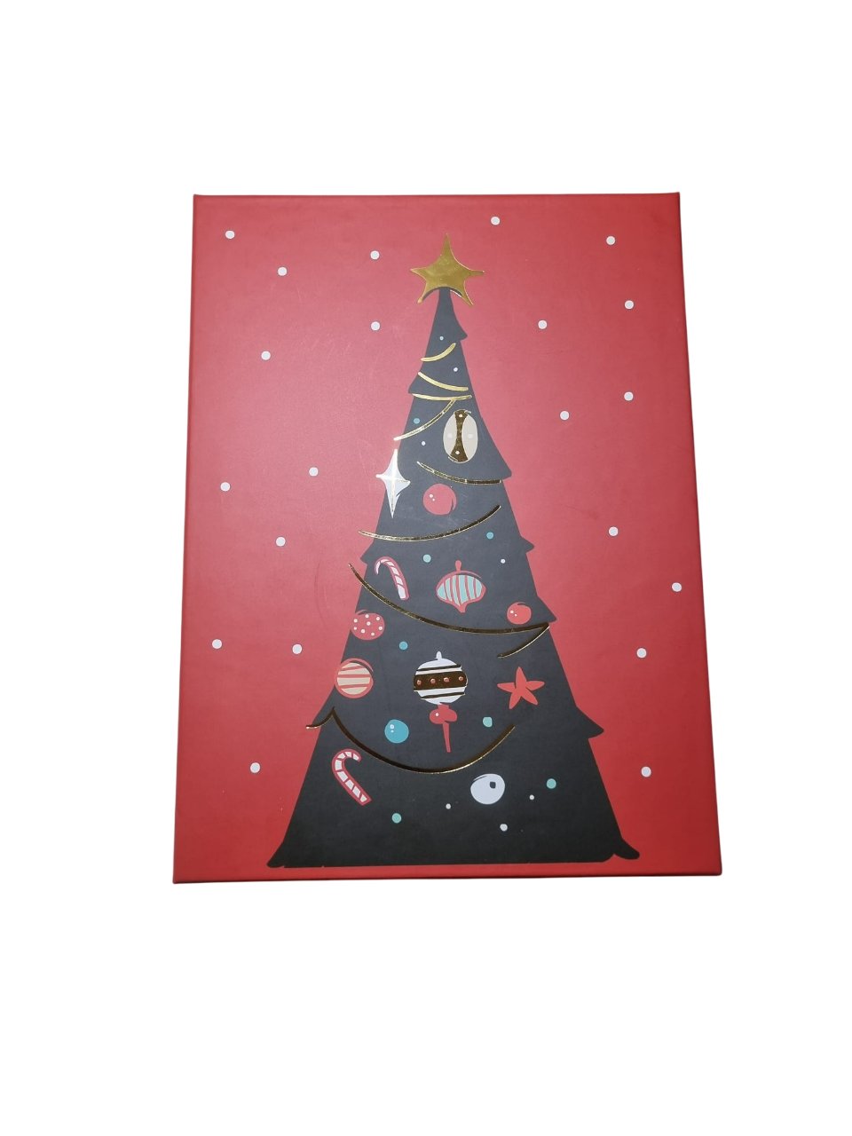 Yılbaşı Hediyelık Karton Kutu Yılbaşı Çam Ağacı Dikdörtgen 32x23,5x12cm Lüks Karton Kutu