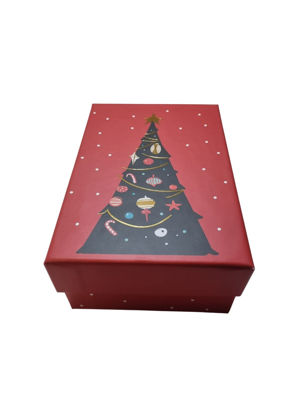 Yılbaşı Hediyelık Karton Kutu Yılbaşı Çam Ağacı Dikdörtgen 18,5x12,5x7cm Lüks Karton Kutu
