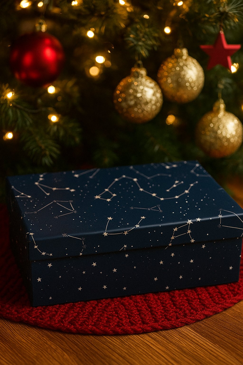 Yılbaşı Hediyelik Lüks Karton Kutu Astroloji Cosmic Temalı Dikdörtgen15,5x22,5x8cm