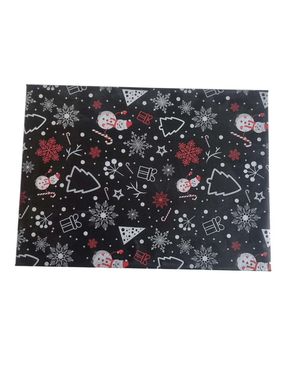 Yılbaşı Hediyelik Lüks Karton Kutu Dikdörtgen 21x28.5x11cm Siyah Üstü Simli Kış Temalı